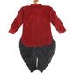 Sishu Boy's Maroon Kurta And Black Cowl Dhoti Set