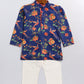 Sishu Boy's' Multicolor-Base-Navy Blue Kurta And Pyjama Set With Leheria Border