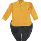 Sishu Boy's Mustard Kurta And Black Cowl Dhoti Set