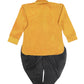 Sishu Boy's Mustard Kurta And Black Cowl Dhoti Set