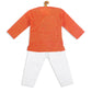 Sishu Boy's' Orange Cotton Kurta And White Pyjama Set