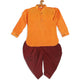Sishu Boy's Orange Kurta And Maroon Dhoti Set