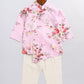 Sishu Boy's Pink Floral Printed Angrakha Kurta Pyjama Set