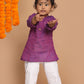 Sishu Boy's' Purple Cotton Kurta And White Pyjama Set