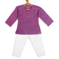 Sishu Boy's' Purple Cotton Kurta And White Pyjama Set