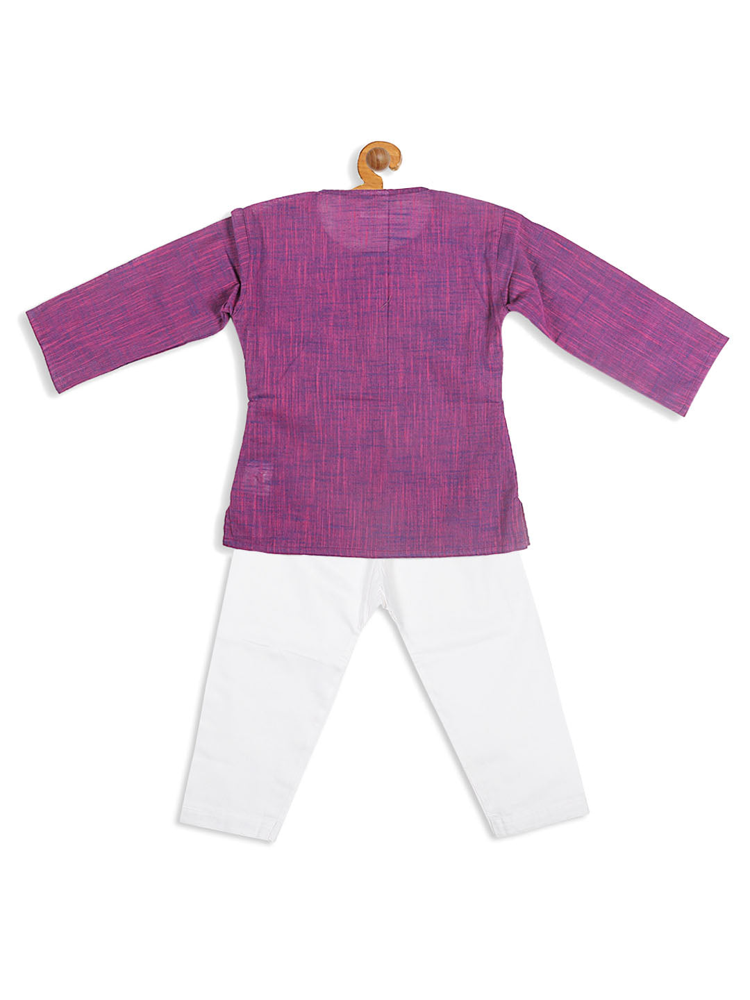 Sishu Boy's' Purple Cotton Kurta And White Pyjama Set