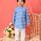 Sishu Boy's Traditional Ikkat Print Flat Collar Kurta And Pyjama Set