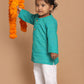 Sishu Boy's' Turquoise Blue Cotton Kurta And White Pyjama Set
