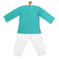 Sishu Boy's' Turquoise Blue Cotton Kurta And White Pyjama Set
