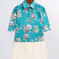 Sishu Boy's Turquoise Blue Floral Printed Kurta Patiala Set