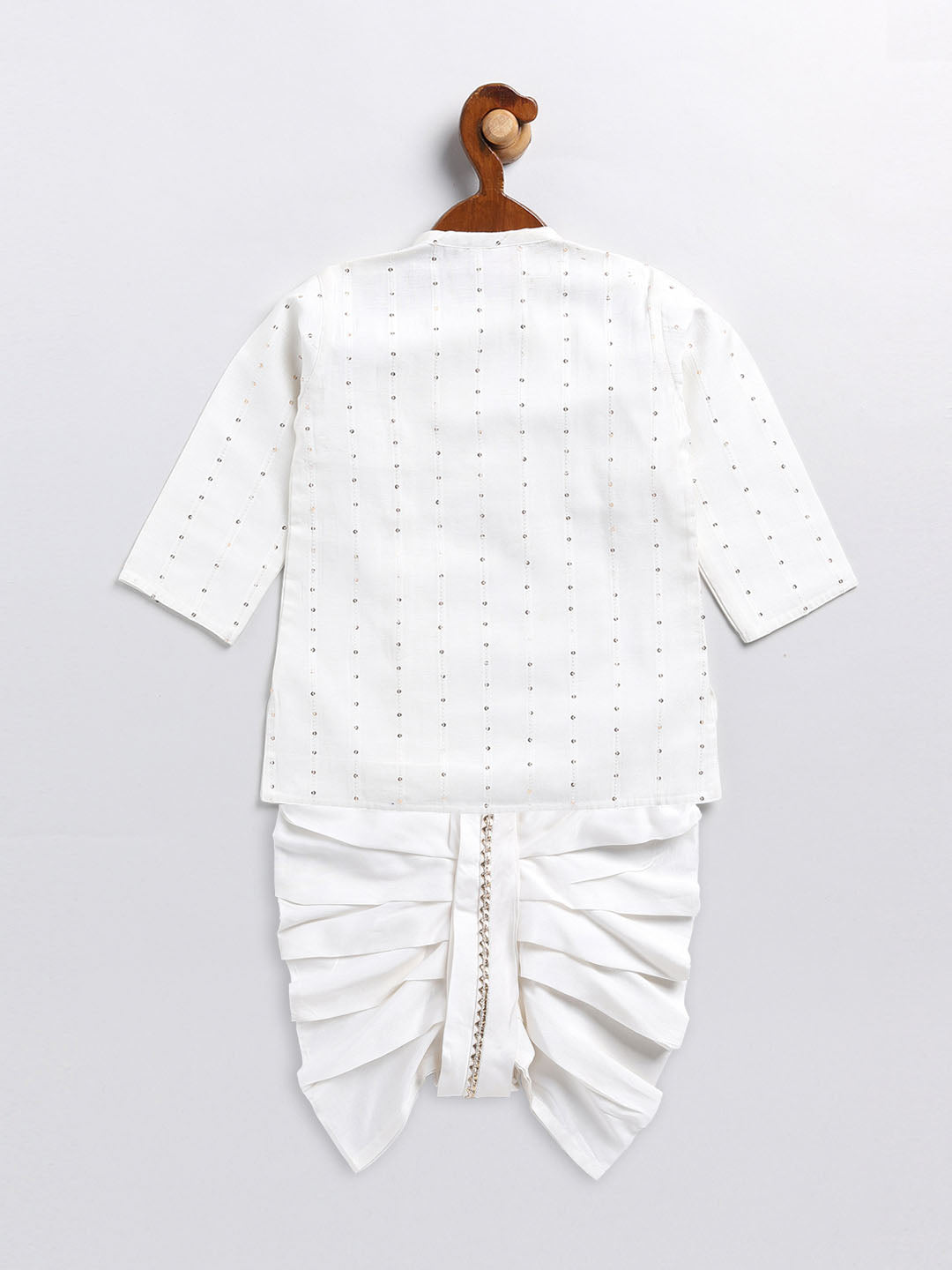Sishu Boy's White Embellished Angrakha Kurta Dhoti Set