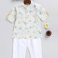 Sishu Boy's White Printed Cotton Kurta Pyjama Set