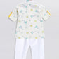 Sishu Boy's White Printed Cotton Kurta Pyjama Set