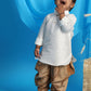 Sishu Boy's White & Rose Gold Kurta With Dhoti Pant Set