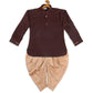 Sishu Boy's Wine Color & Rose Gold Kurta With Dhoti Pant Set