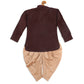Sishu Boy's Wine Color & Rose Gold Kurta With Dhoti Pant Set
