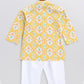 Sishu Boy's Yellow And White Printed Cotton Kurta Pyjama Set