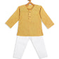 Sishu Boy's' Yellow Cotton Kurta And White Pyjama Set