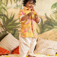 Sishu Boy's Yellow Floral Printed Kurta Patiala Set