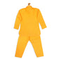 Sishu Boy's Yellow Pure Cotton Pathani Kurta With Pyjama Set