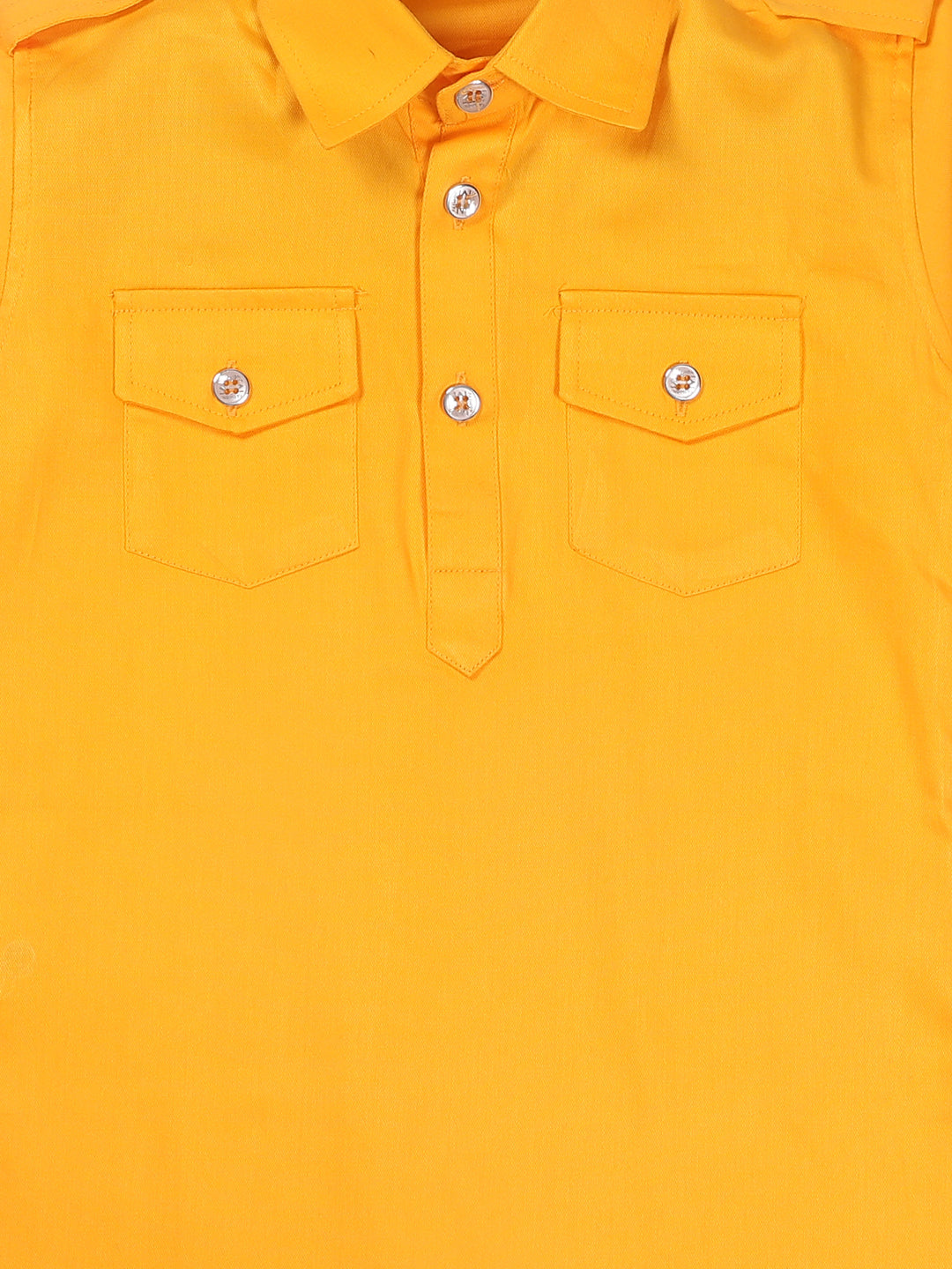 Sishu Boy's Yellow Pure Cotton Pathani Kurta With Pyjama Set