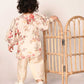 Sishu Girl's Cream Floral Print Kurta Pyjama Set