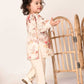 Sishu Girl's Cream Floral Print Kurta Pyjama Set