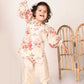 Sishu Girl's Cream Floral Print Kurta Pyjama Set