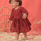 Sishu Girl's Maroon Mirror Kurta