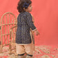 Sishu Girl's Navy Blue Bandhni Print Kurta And Patiala Set