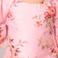 Sishu Girl's Pink Floral Print Kurta Pyjama Set
