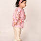 Sishu Girl's Pink Floral Print Kurta Pyjama Set