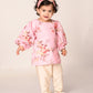 Sishu Girl's Pink Floral Print Kurta Pyjama Set