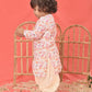 Sishu Girl's' White Floral Printed Linen Kurta And Cream Patiala Set