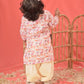 Sishu Girl's' White Floral Printed Linen Kurta And Cream Patiala Set