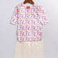 Sishu Girl's' White Floral Printed Linen Kurta And Cream Patiala Set