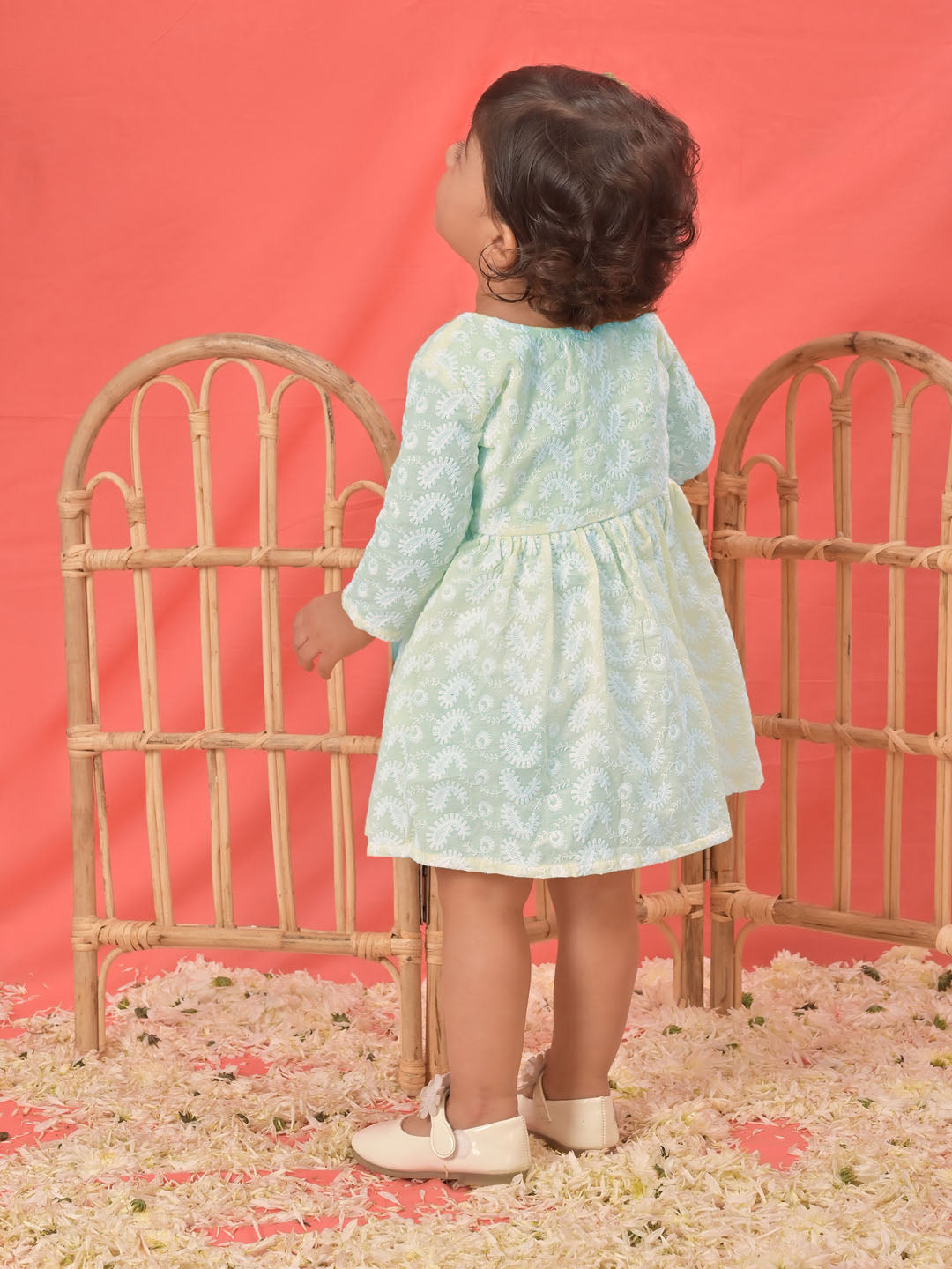 Sishu Girl's Yellow Chikankari Cotton Kurta