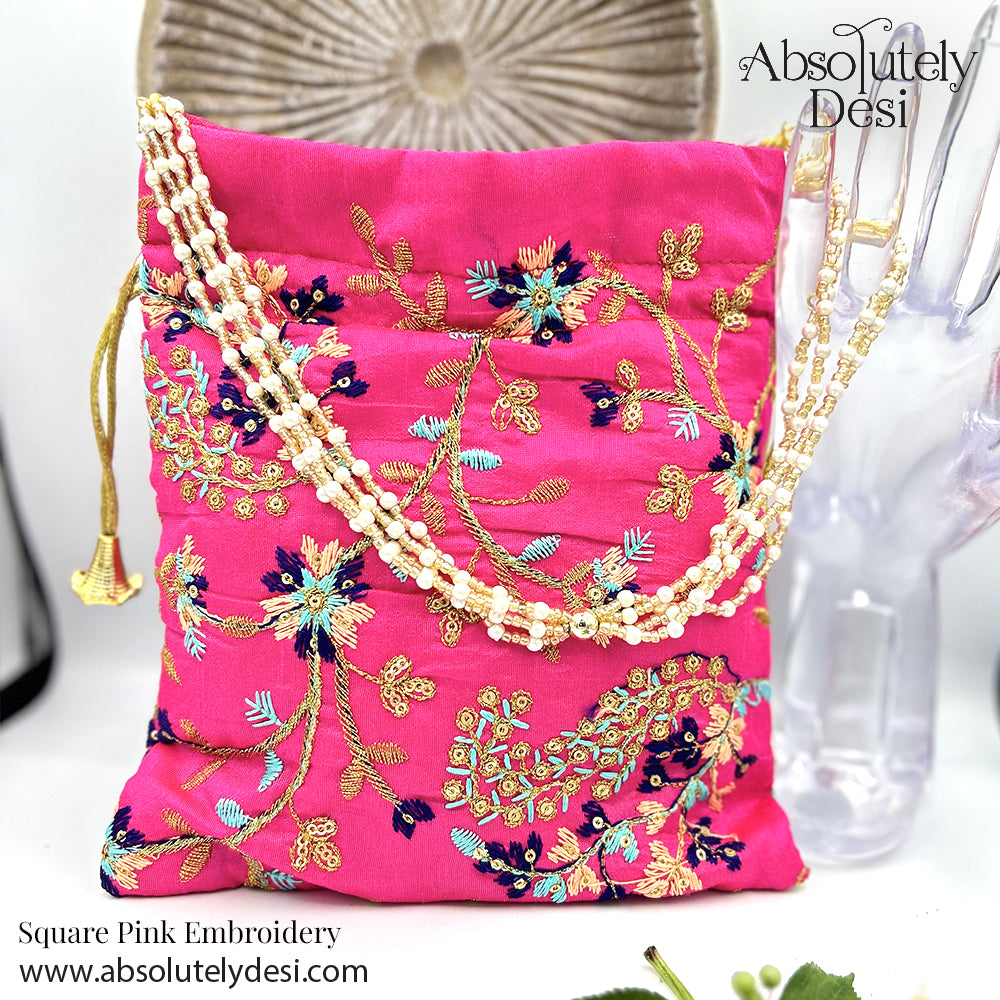 Handmade Square Embroided Wedding Potli