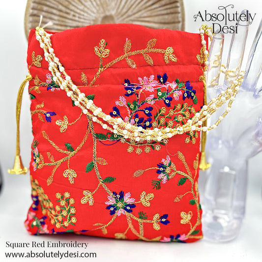 Handmade Square Embroided Wedding Potli
