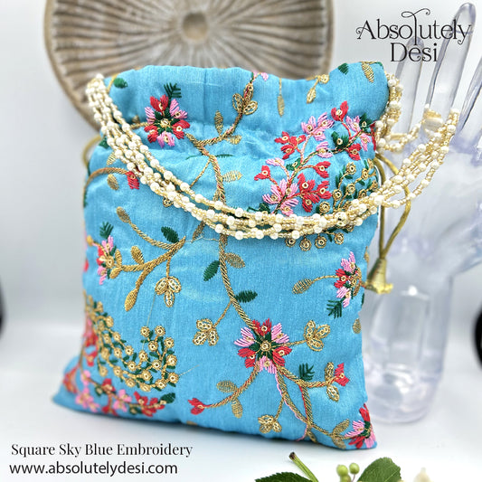 Handmade Square Embroided Wedding Potli