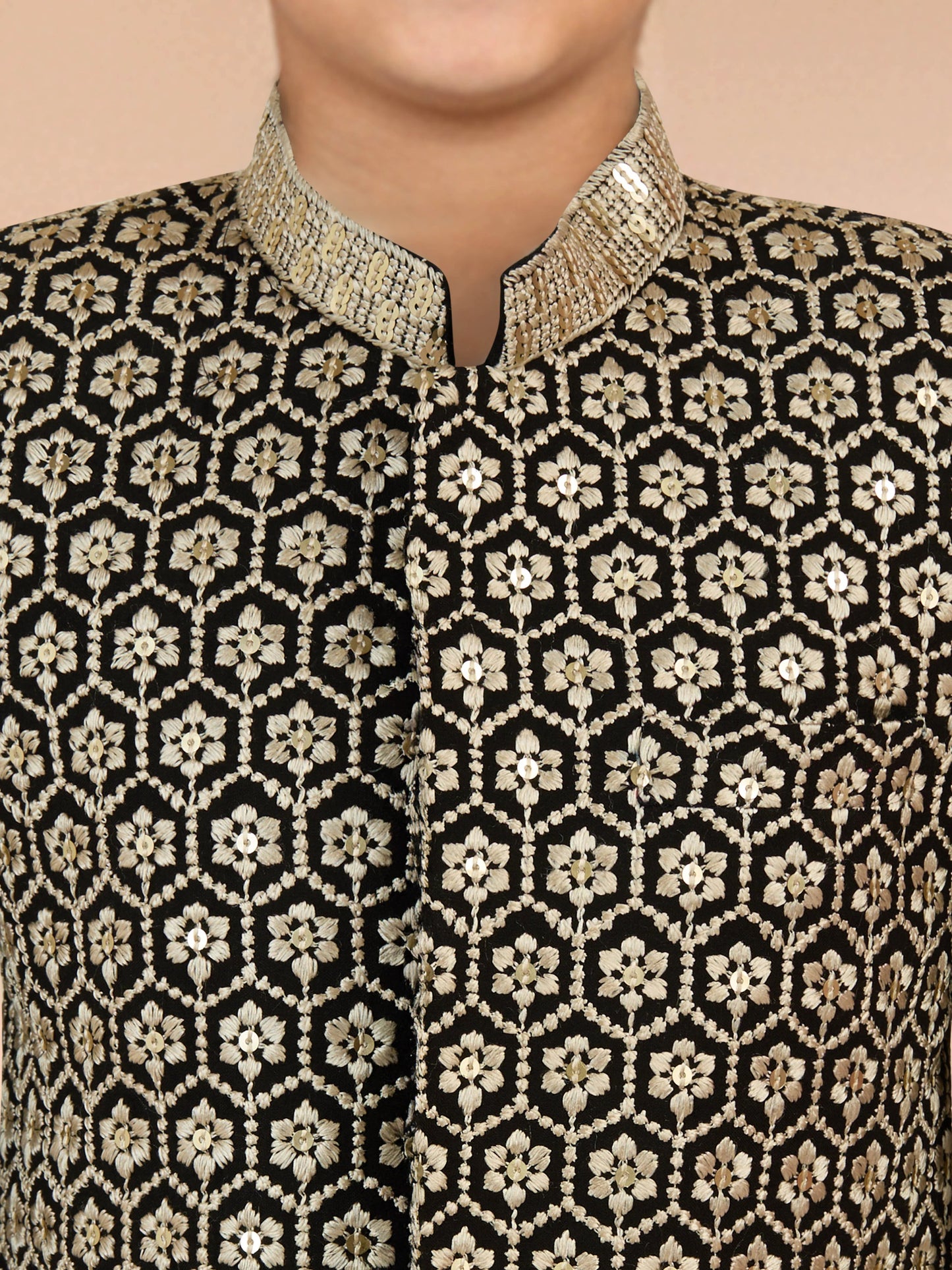 Black Imported Suiting Wedding Wear Boys Jodhpuri Suit