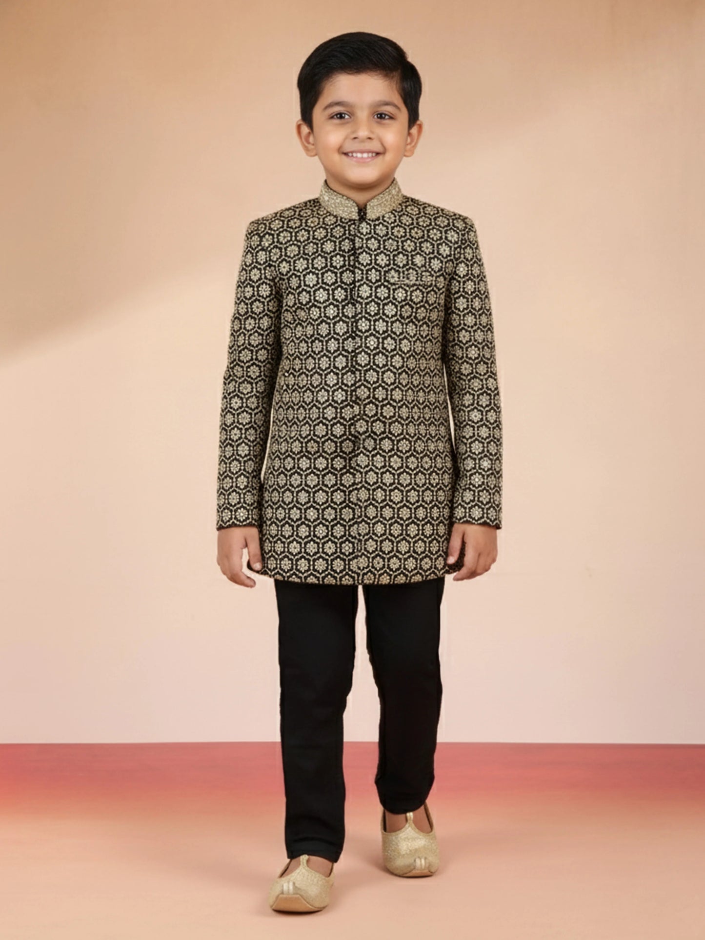 Black Imported Suiting Wedding Wear Boys Jodhpuri Suit