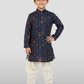 Navy Blue Rayon Diwali Boys Kurta Set