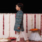 Boys' Blue Foil Printed Kurta And Cream Pyjama Set