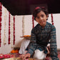 Boys' Blue Foil Printed Kurta And Cream Pyjama Set