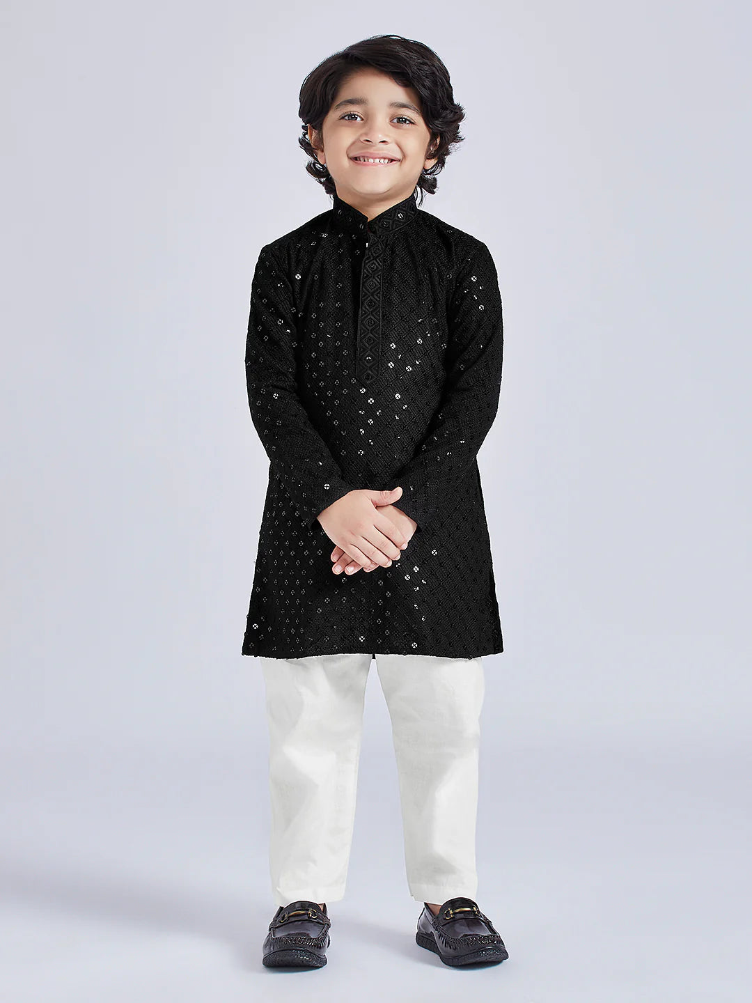 Blue Rayon Casual Boys Kurta Set