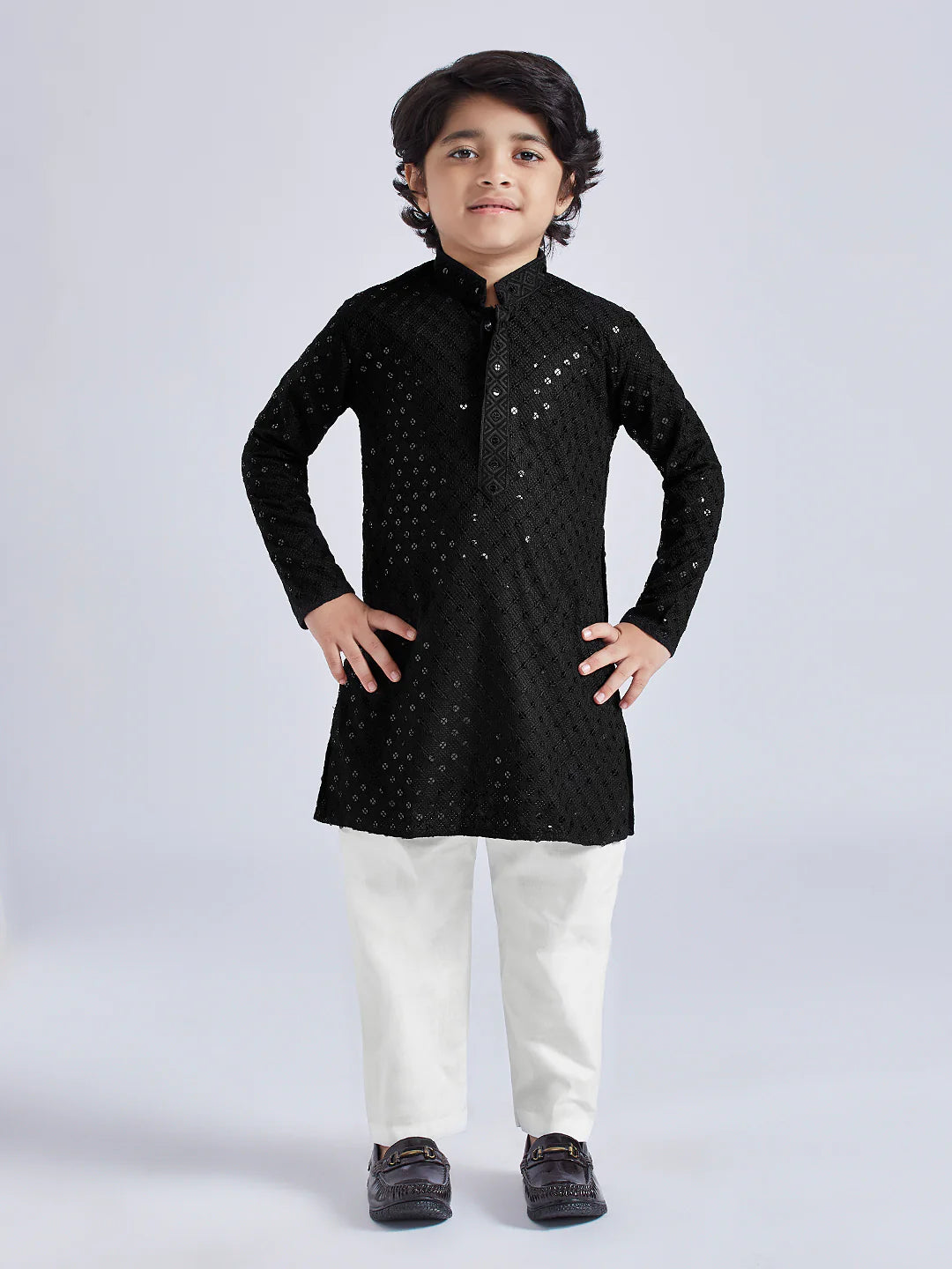 Blue Rayon Casual Boys Kurta Set