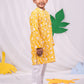 Yellow Cotton Indated Traditions Boys Kurta Set