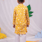 Yellow Cotton Indated Traditions Boys Kurta Set