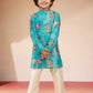 Blue Polyester Lurex Blend Navratri Boys Kurta Set